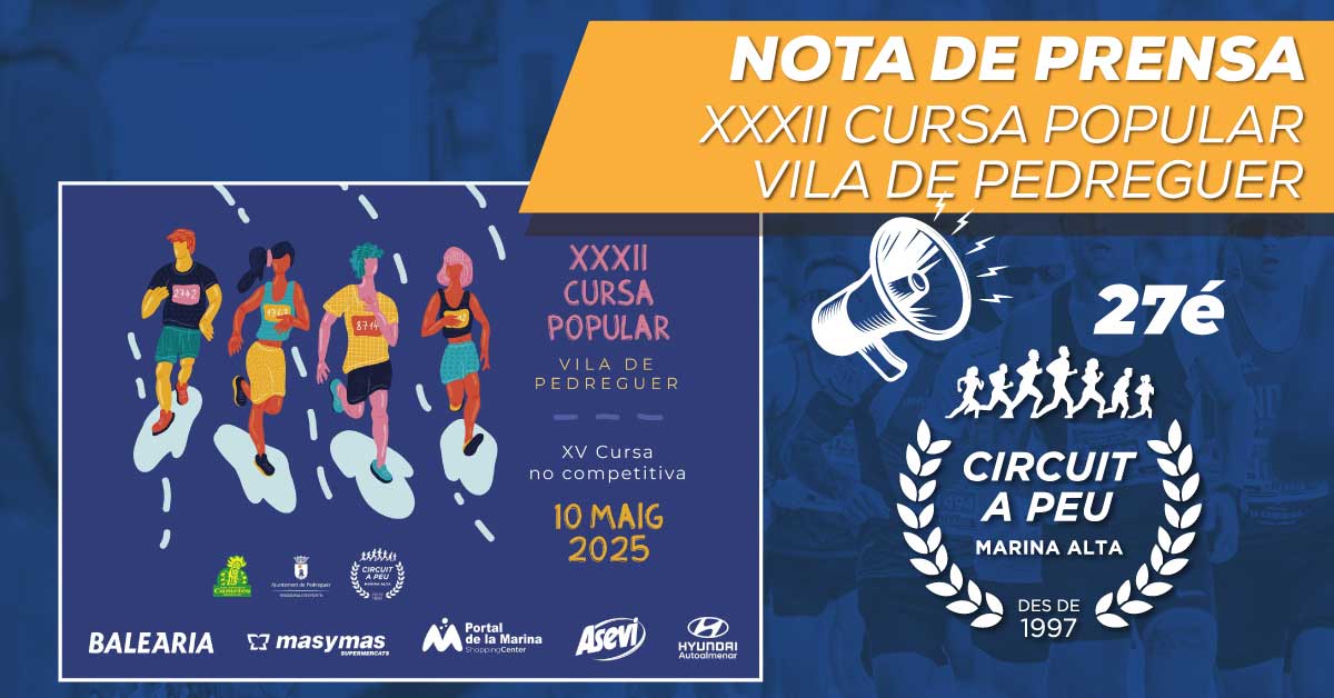 PEDREGUER PREPARADA PARA RECIBIR ESTE SABADO LA DECIMA PRUEBA DEL CIRCUIT A PEU MARINA ALTA